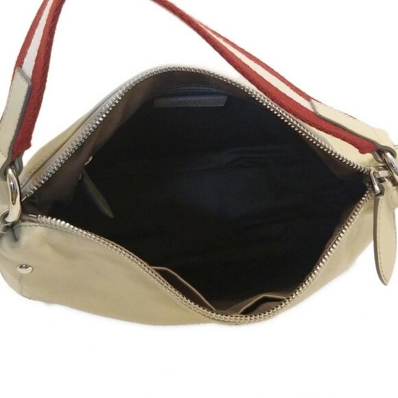 BALLY - Beige Red Leather Canvas Handbag - Picture 8 of 8